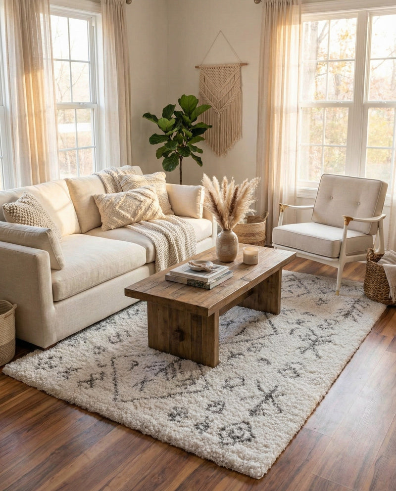 Casablanca Comfort Collection Area Rug - Sahara Rectangle Pure Ivory  lifestyle 11