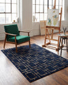 Hollywood Luxe Collection Area Rug -  Beverly (Navy Blue Gold) Rectangle Navy Blue Gold  lifestyle 23