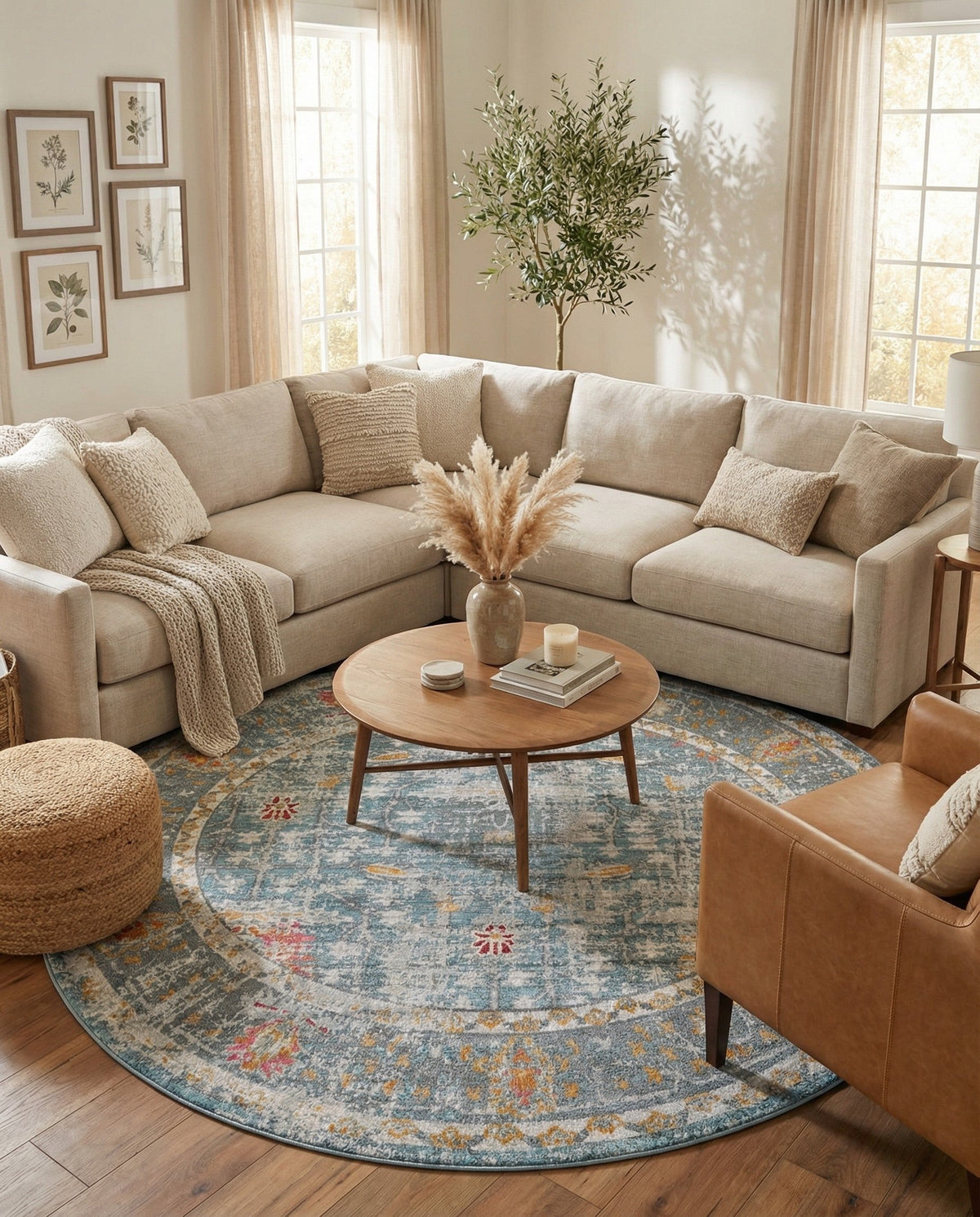 Arcadia Rugs Collection Area Rug -  Olympus Round Blue  lifestyle 65