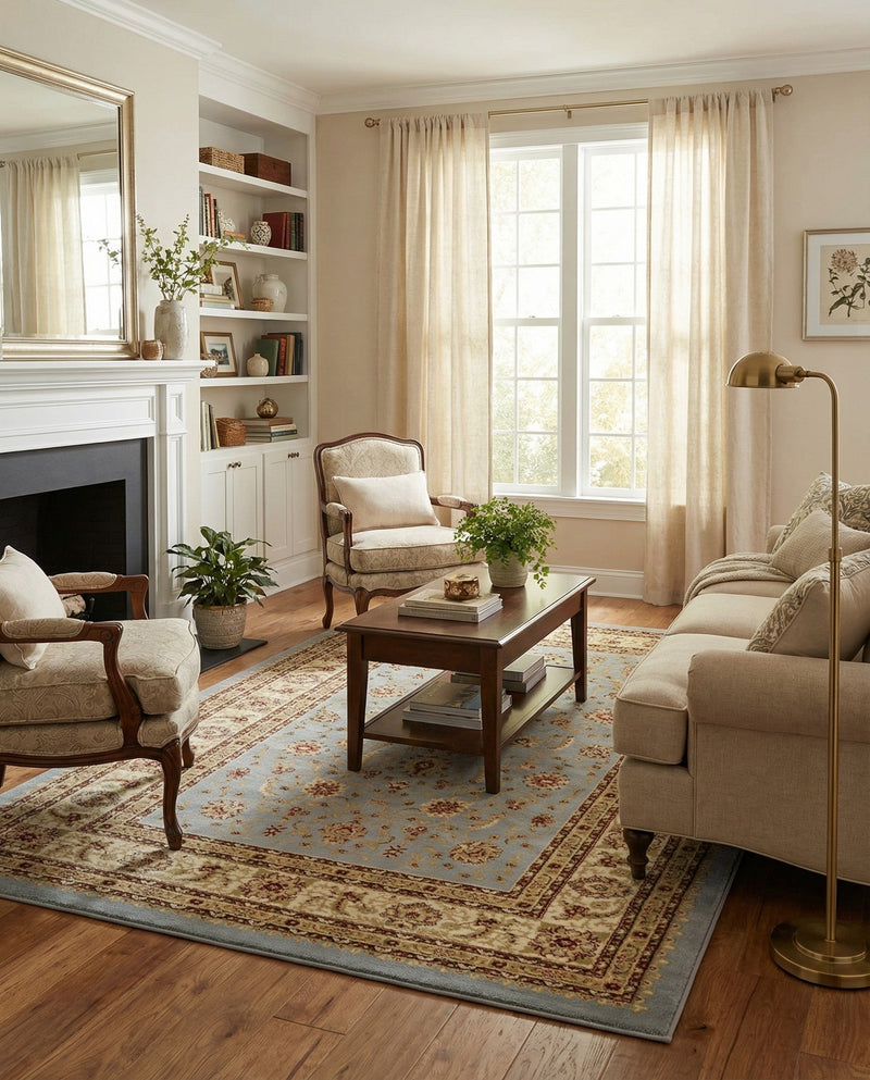 Jaipur Elegance Collection Area Rug -  Nahargarh (Light Blue) Rectangle Light Blue  lifestyle 11