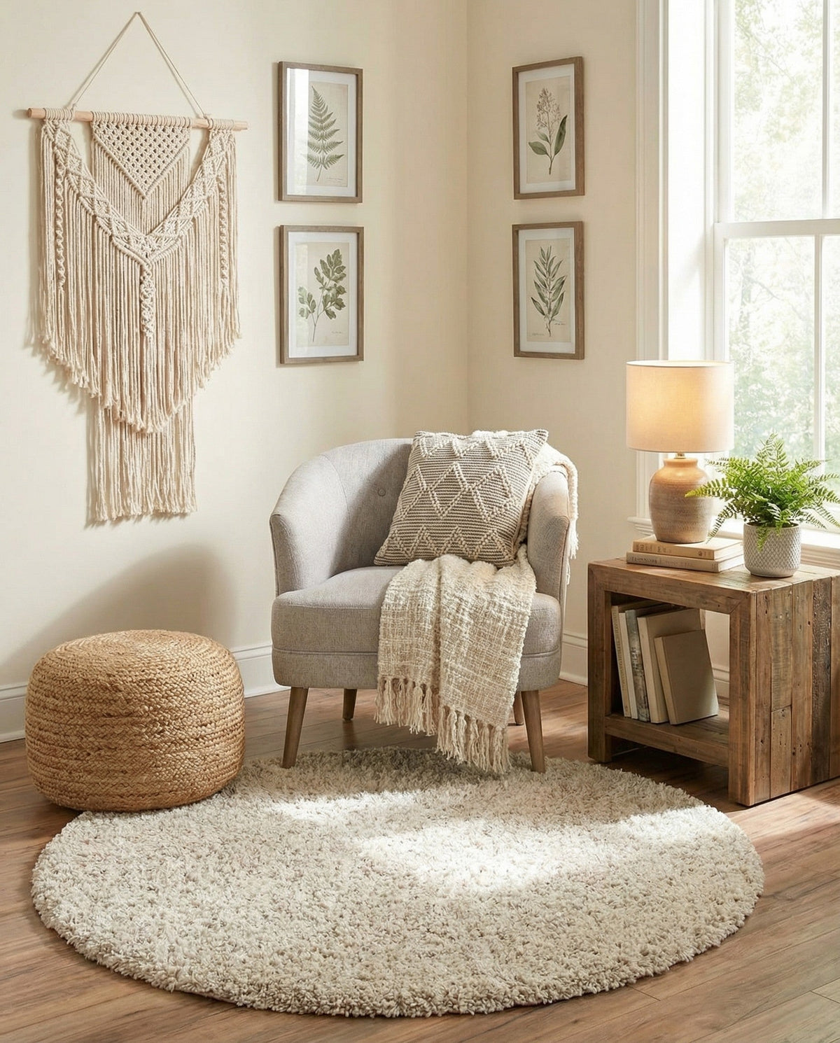 Cozy Cove Shag Collection Area Rug -  Harbor Round Ivory  lifestyle 93