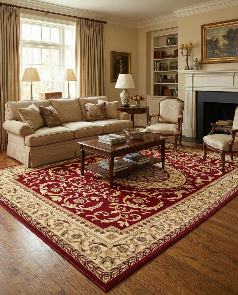 Versailles Elegance Collection Area Rug -  Montreuil Rectangle Red  lifestyle 34