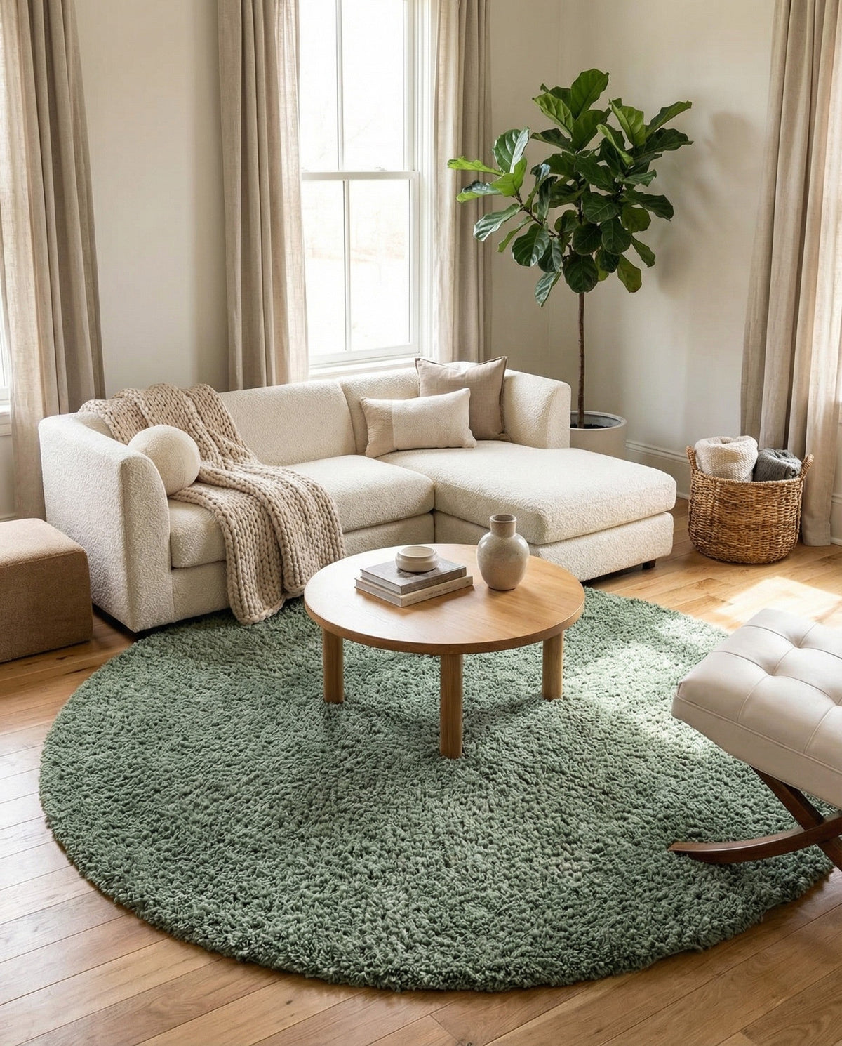 Alpine Plush Collection Area Rug -  Cortina (Sage) Round Sage  lifestyle 29