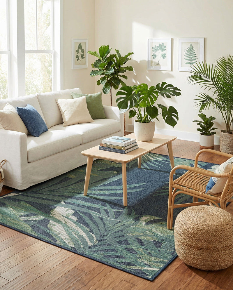 Coastal Terrace Collection Area Rug -  Anchor Rectangle Navy Blue  lifestyle 12