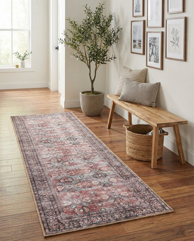 Heritage Elegance Collection Area Rug -  Hampton Runner Antique Red  lifestyle 25