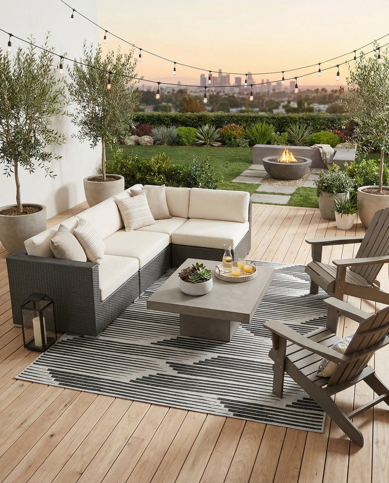 Urban Terrace Collection Area Rug -  Bronx Rectangle Black and White  lifestyle 10