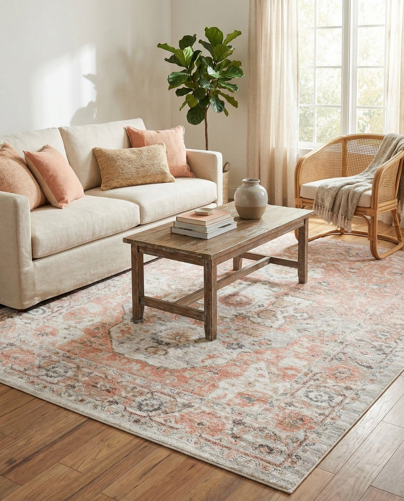 Parisian Elegance Collection Area Rug - Versailles (Rose Pink) Rectangle Rose Pink  lifestyle 6