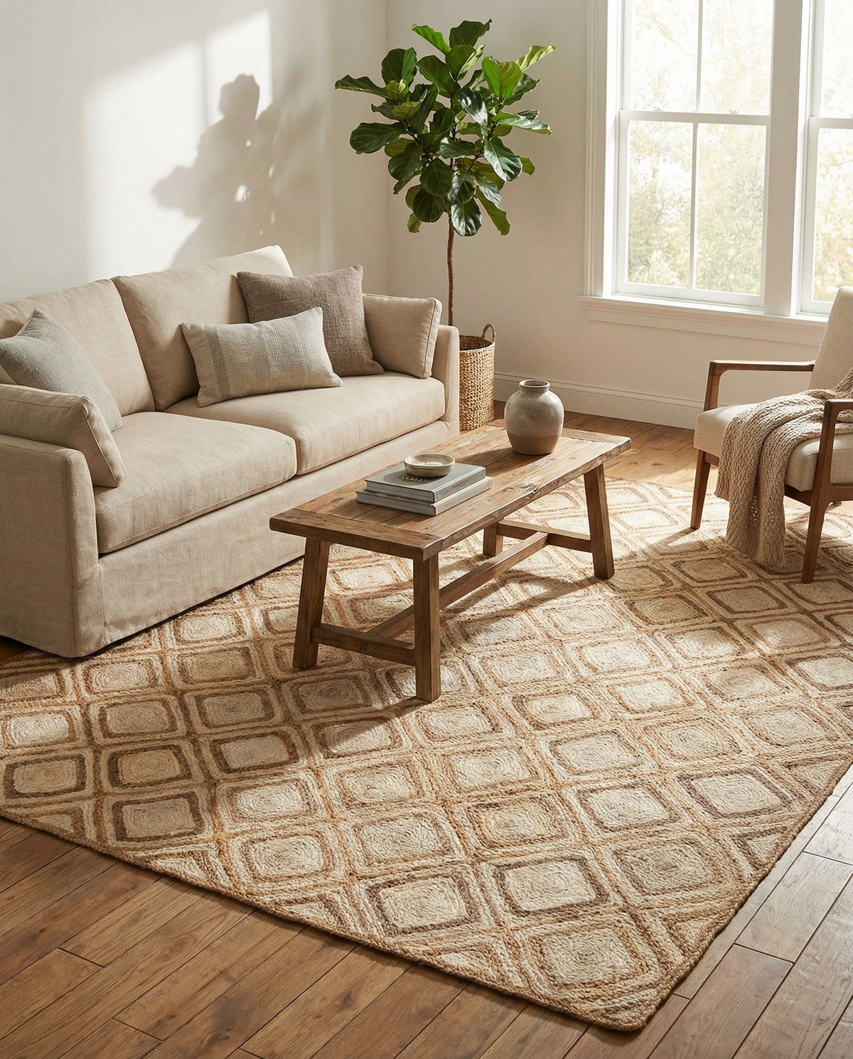 Woven Seaside Jute Collection Area Rug - Marina Rectangle Natural  lifestyle 27