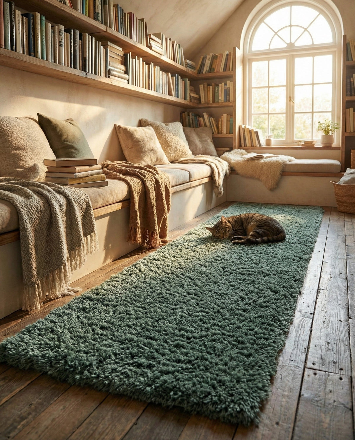 Eternal Plush Oasis Collection Area Rug -  Tranquility (Forest Green) Runner Forest Green  lifestyle 79