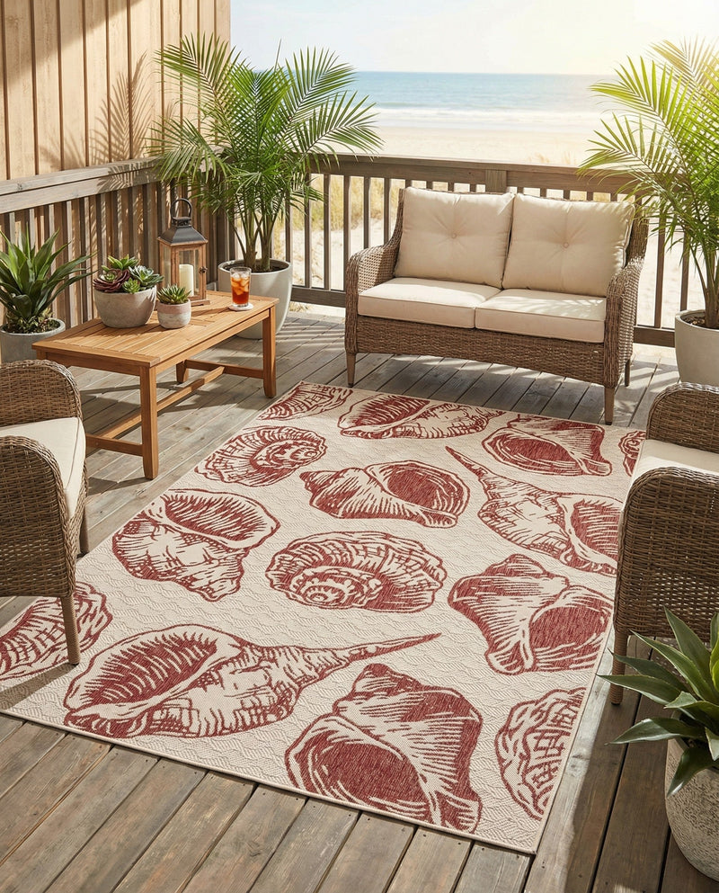Seaside Haven Rugs Collection Area Rug -  Lighthouse (Ivory Rust Red) Rectangle Ivory Rust Red  lifestyle 8