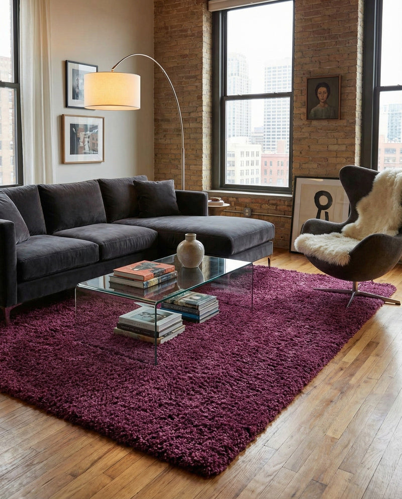 Plush Oasis Collection Area Rug - Serenity (Eggplant Purple) Rectangle Eggplant Purple  lifestyle 11