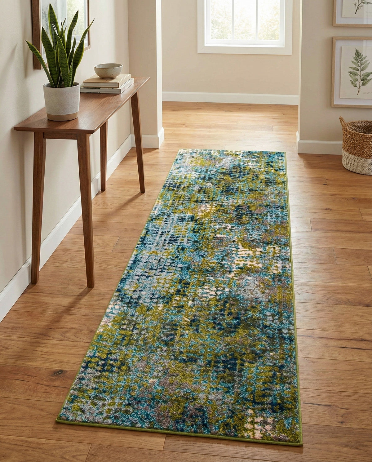 Chromatic Oasis Collection Area Rug -  Tropic Runner Blue Green  lifestyle 121