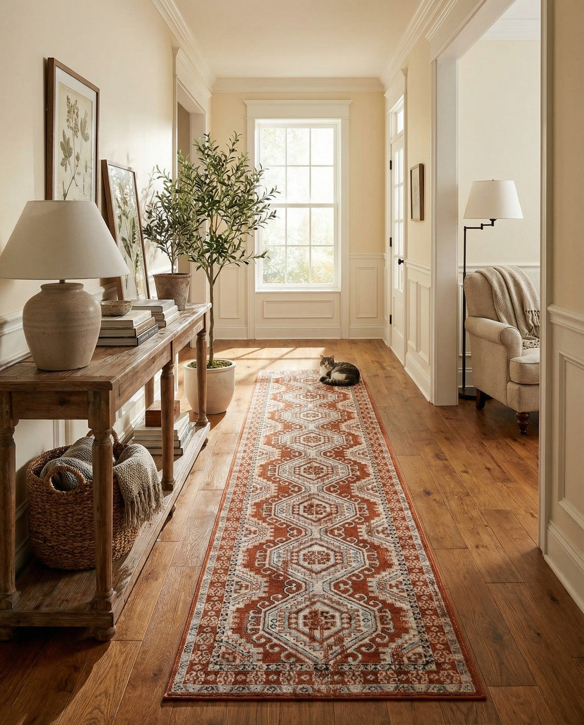 Savannah Elegance Collection Area Rug -  Tybee (Terracotta) Runner Terracotta  lifestyle 97