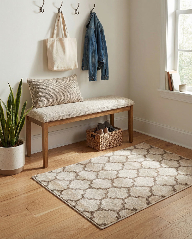 Lattice Gardens Collection Area Rug -  Bloomfield (Beige and Light Brown) Rectangle Beige and Light Brown  lifestyle 18