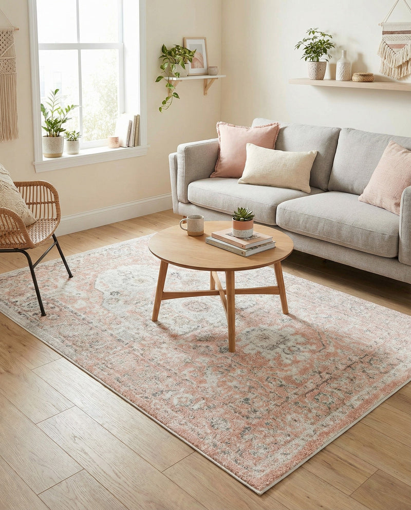 Parisian Elegance Collection Area Rug - Versailles (Rose Pink) Rectangle Rose Pink  lifestyle 9