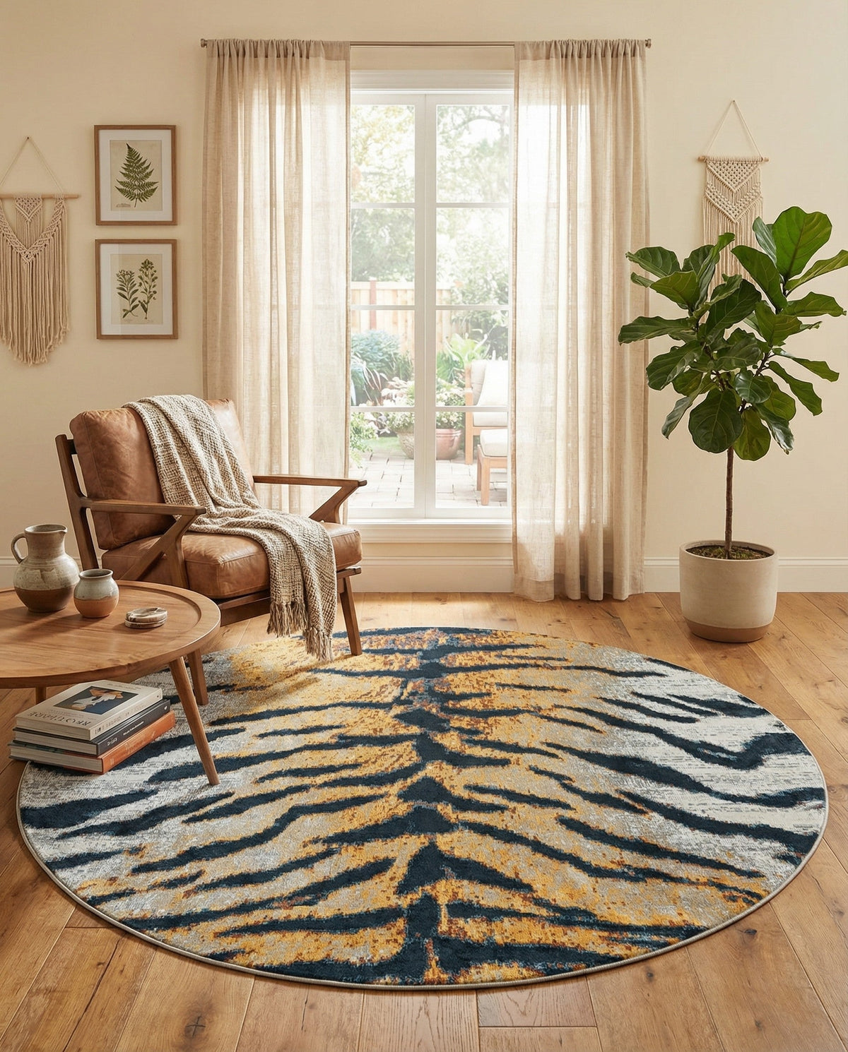 Aegean Elegance Washables Collection Area Rug -  Milos Round Light Brown  lifestyle 62