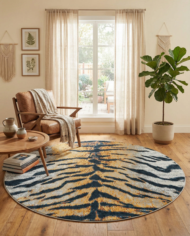 Aegean Elegance Washables Collection Area Rug -  Milos Round Light Brown  lifestyle 62