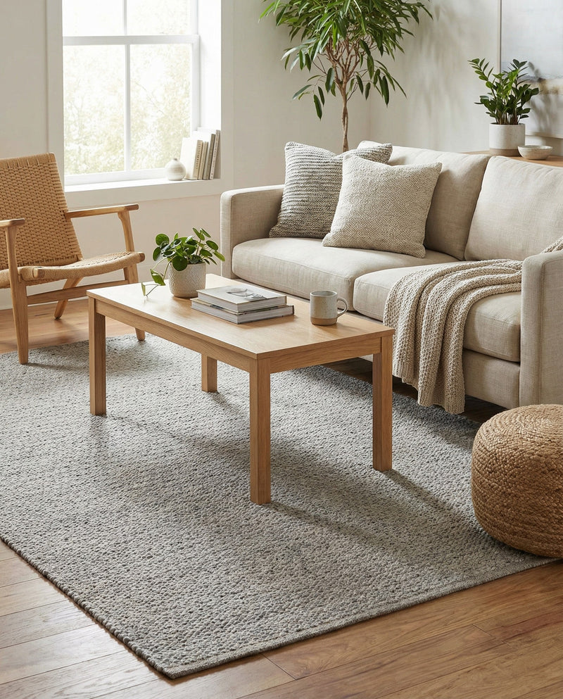 Trellis Wool Collection Area Rug - Cobbles Rectangle Gray  lifestyle 13