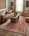 Seville Stripes Collection Area Rug -  Malaga (Brick Red) Rectangle Brick Red  lifestyle 23