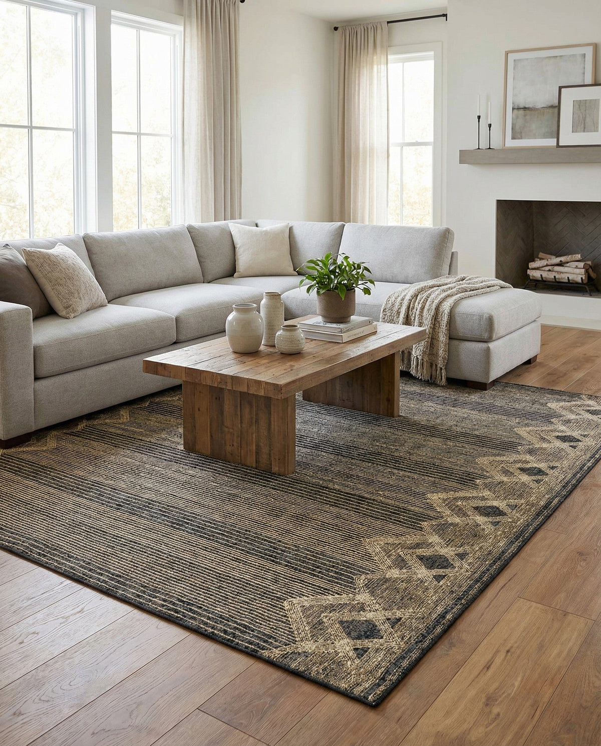 Urban Terrace Collection Area Rug -  Loft Rectangle Charcoal  lifestyle 16