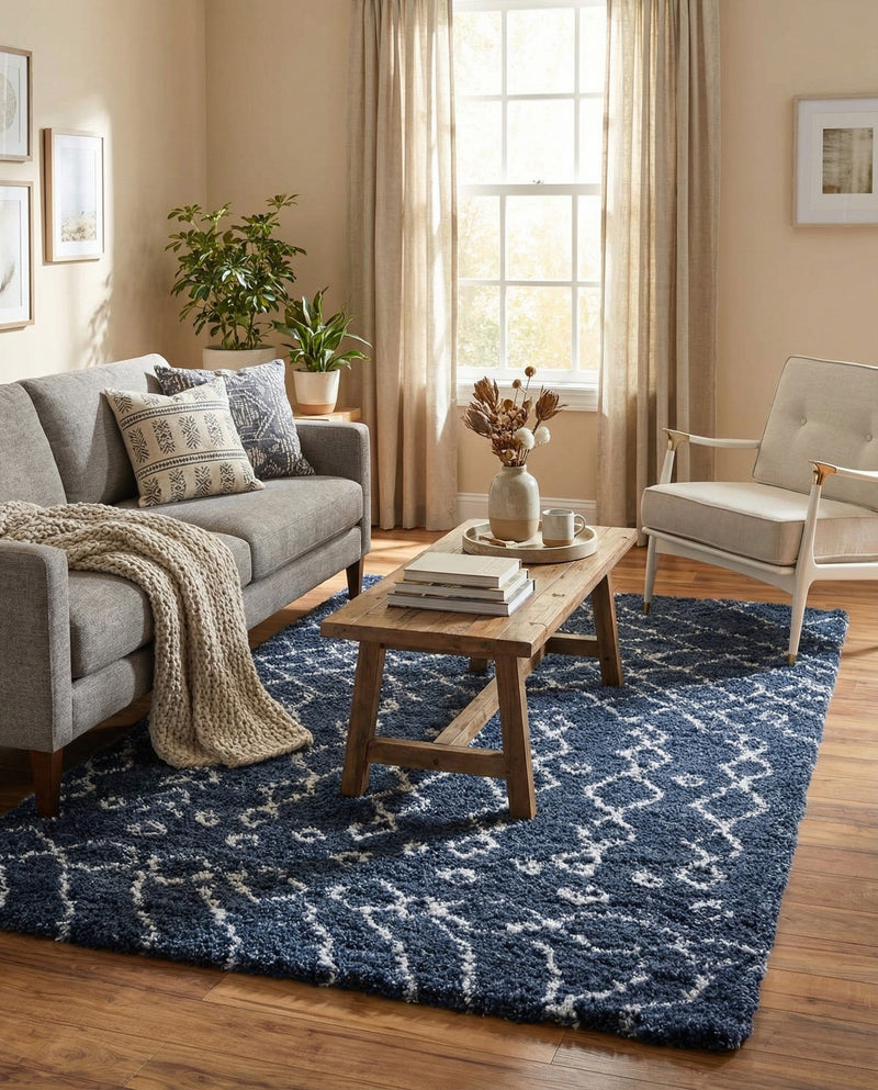 Casablanca Comfort Collection Area Rug -  Fez Rectangle Navy Blue  lifestyle 13