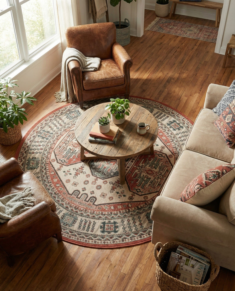 Patio Heritage Collection Area Rug - Veranda Round Multi  lifestyle 20