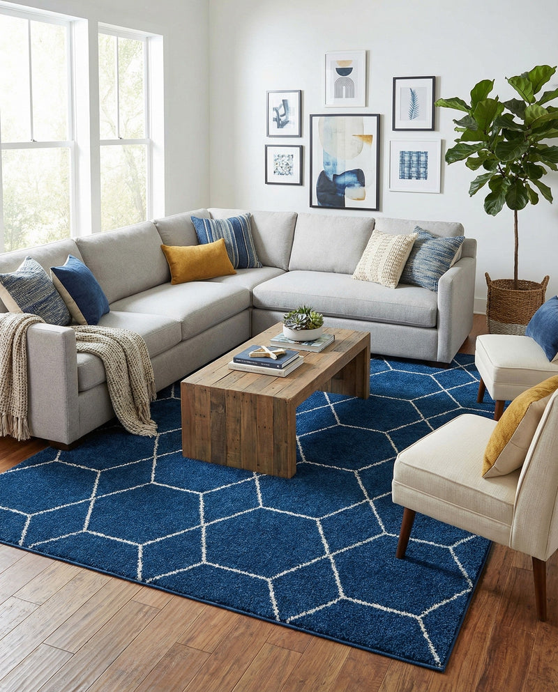Trellis Mosaic Collection Area Rug - Arborville (Navy Blue) Rectangle Navy Blue  lifestyle 17