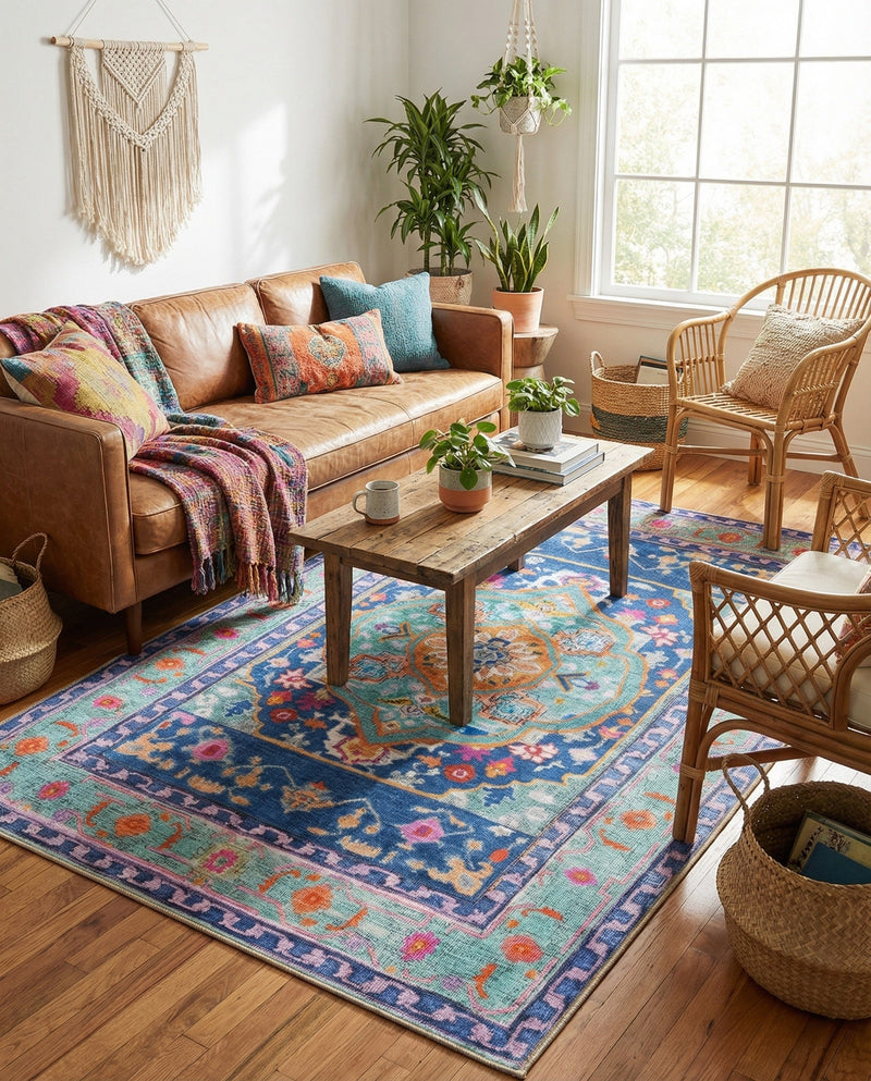 Heritage Elegance Collection Area Rug -  Taj Rectangle Blue  lifestyle 11