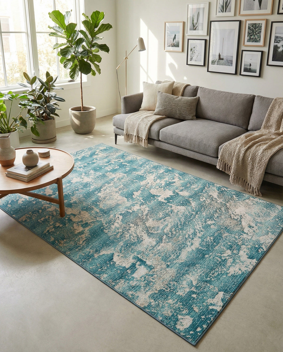 Urban Terrace Collection Area Rug -  Gazebo Rectangle Aqua Blue  lifestyle 8
