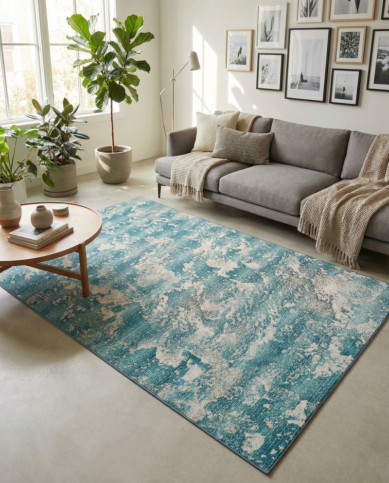 Urban Terrace Collection Area Rug -  Gazebo Rectangle Aqua Blue  lifestyle 8