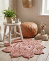 Woven Seaside Jute Collection Area Rug - Coastalhaven (Pink) Round Pink  lifestyle 10