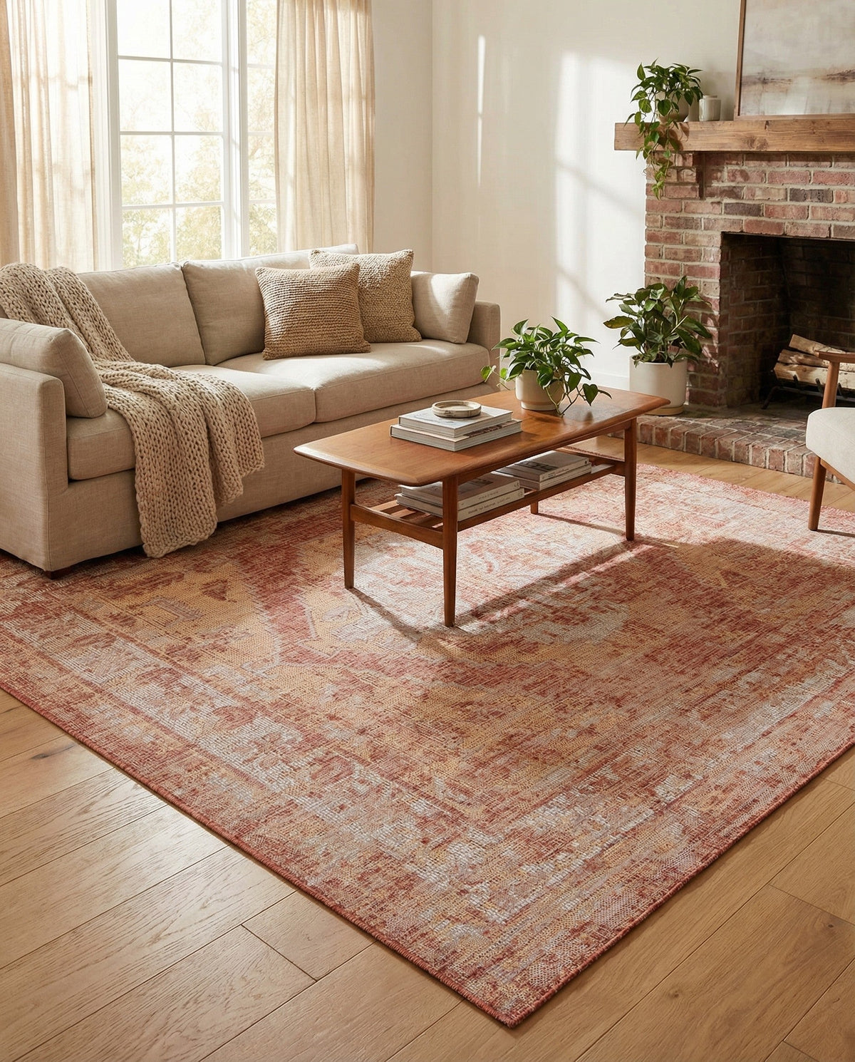 Patio Heritage Collection Area Rug -  Augusta (Rust Red) Square Rust Red  lifestyle 88