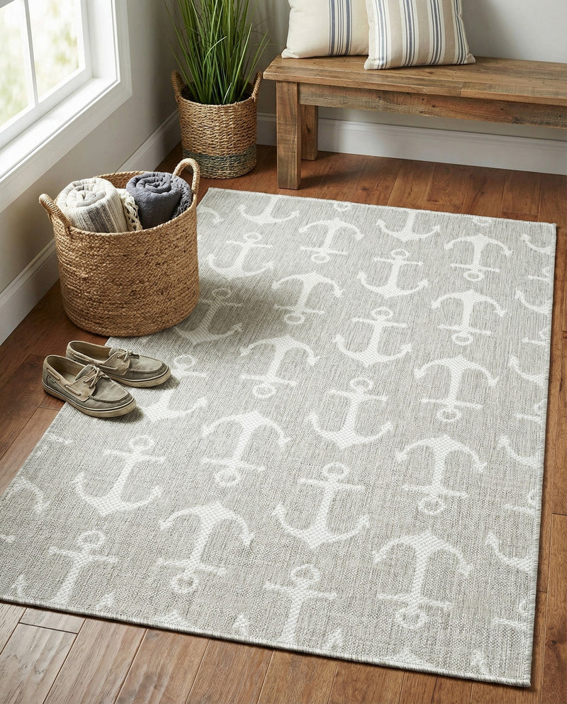 Seaside Haven Rugs Collection Area Rug - Sapphire (Gray) Rectangle Gray  lifestyle 23