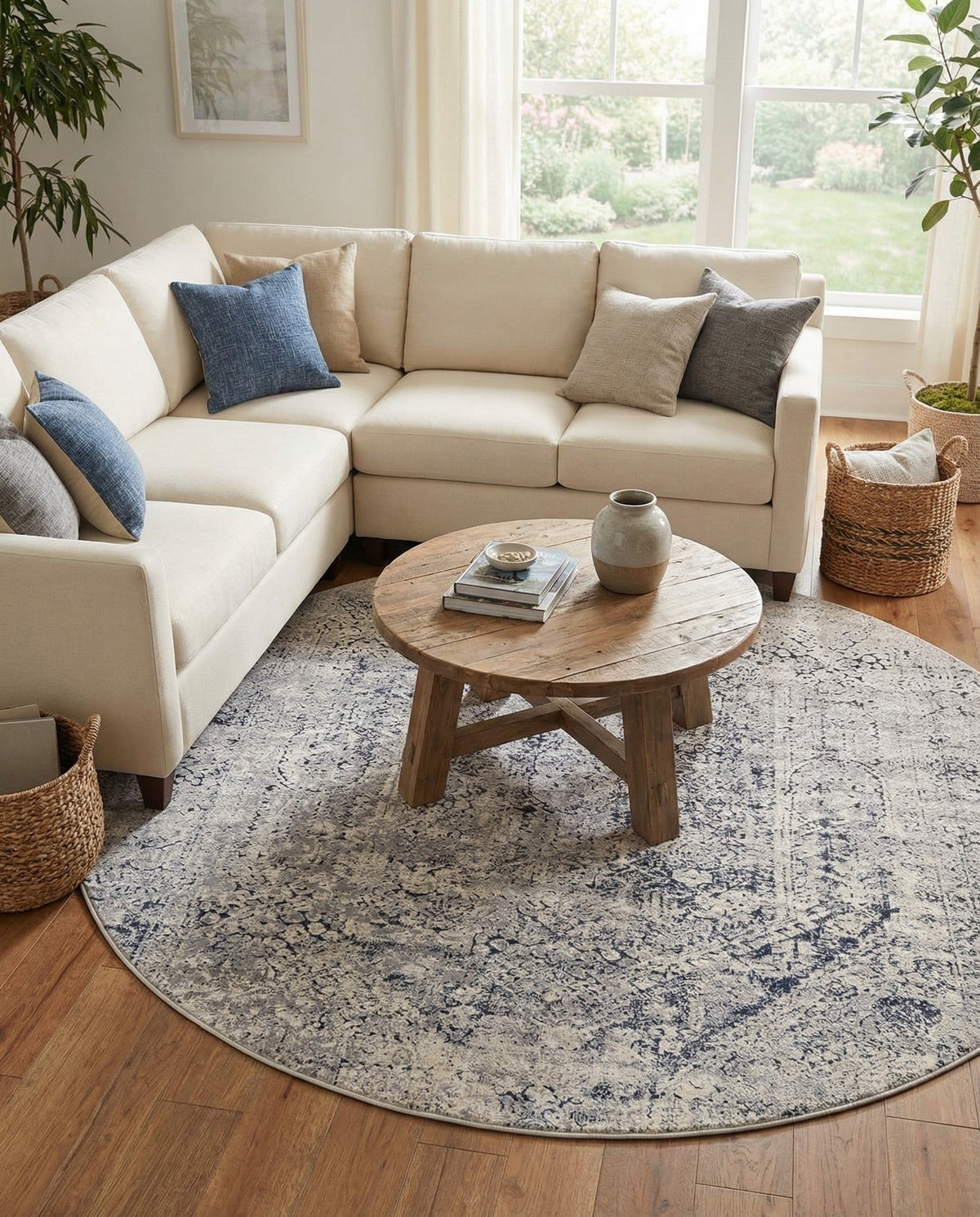 Coastal Manor Collection Area Rug -  Wavecrest Round Gray  lifestyle 115