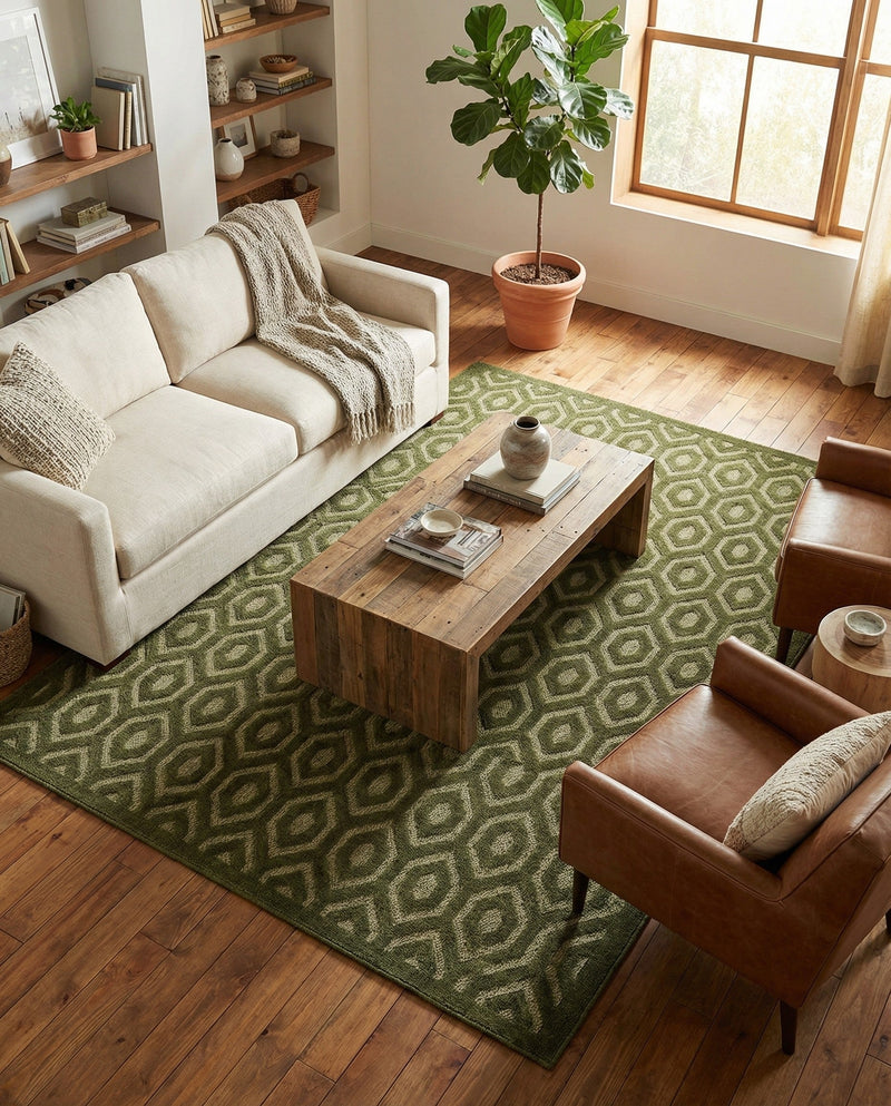 Garden Lattice Charm Collection Area Rug - Arbor (Green) Rectangle Green  lifestyle 3