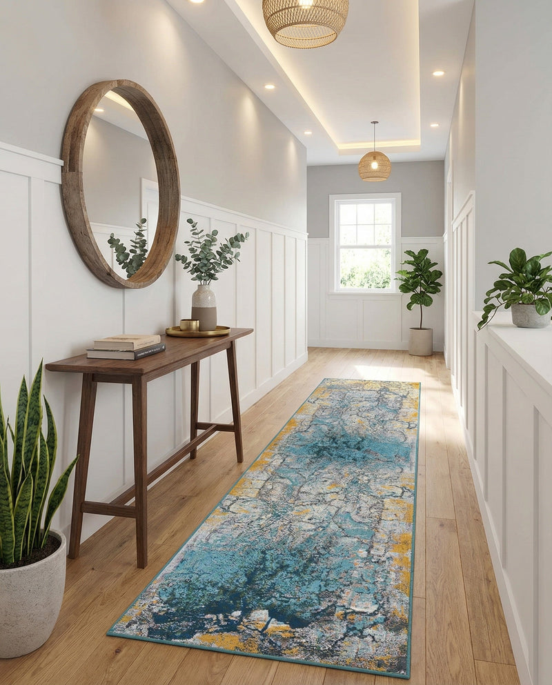Urban Terrace Collection Area Rug -  Lanai Runner Gradient Blue  lifestyle 58