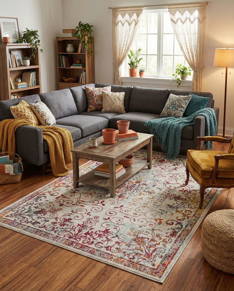 Brighton Terrace Collection Area Rug -  Saltdean Rectangle Ivory  lifestyle 14