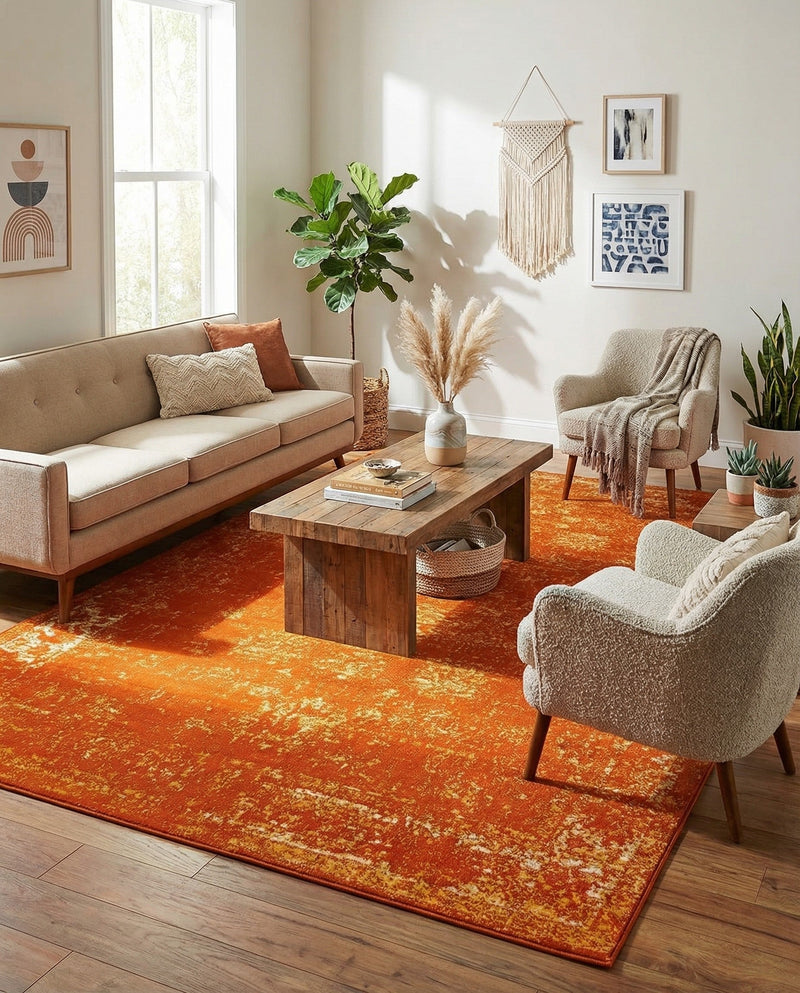Riviera Elegance Collection Area Rug - Antibes (Orange) Rectangle Orange  lifestyle 20