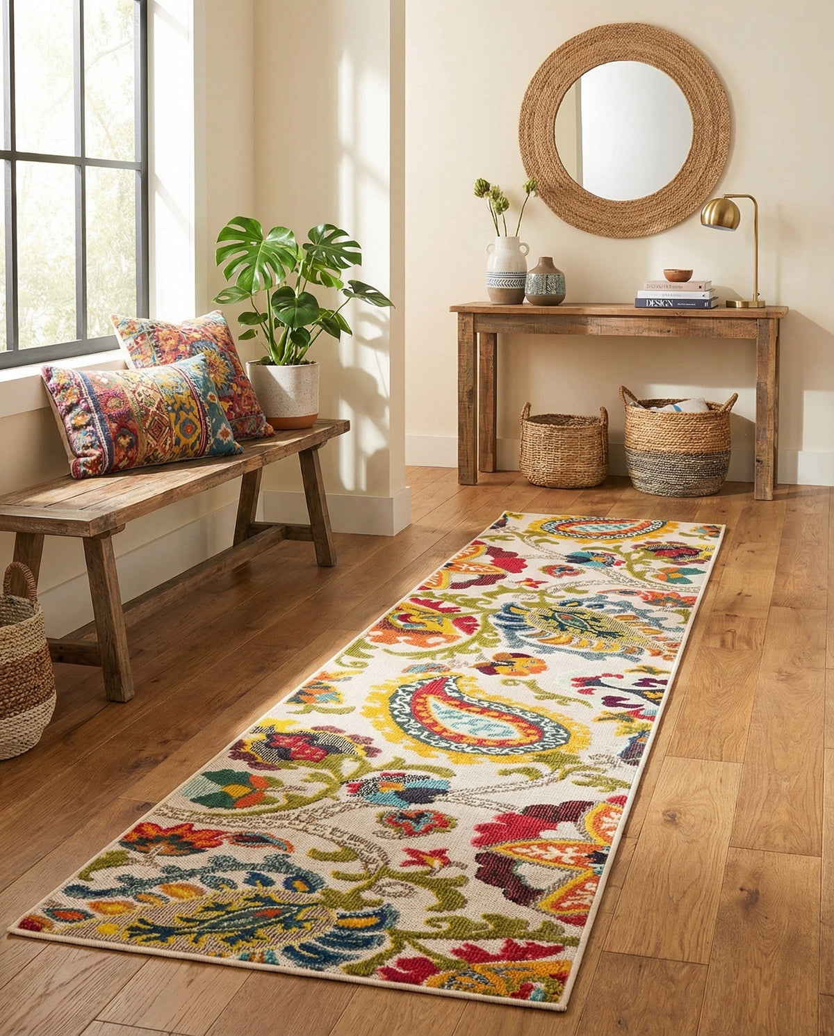 Outdoor Marrakesh Collection Area Rug - Fes Runner Multi Beige  lifestyle 154