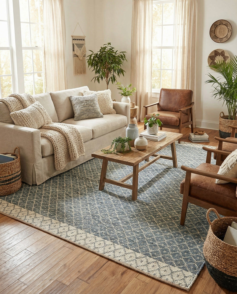Tulum Trellis Collection Area Rug - Shoreline Rectangle Gray  lifestyle 39