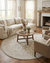Savannah Elegance Collection Area Rug - Augusta (Light Gray) Round Light Gray  lifestyle 45