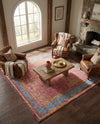 Patio Heritage Collection Area Rug -  Serenity Square Vintage Salmon Coral  lifestyle 44