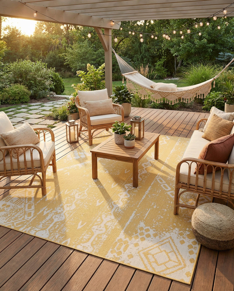 Desert Nomad Terrace Collection Area Rug - Sahara (Yellow) Rectangle Yellow  lifestyle 7