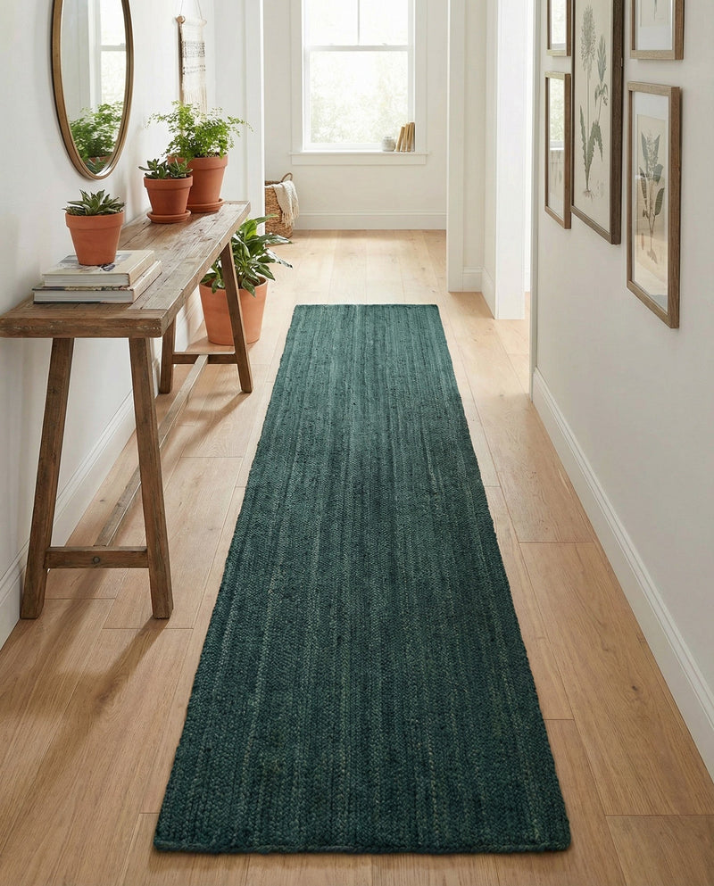 Woven Seaside Jute Collection Area Rug - Martha's Runner Green  lifestyle 54