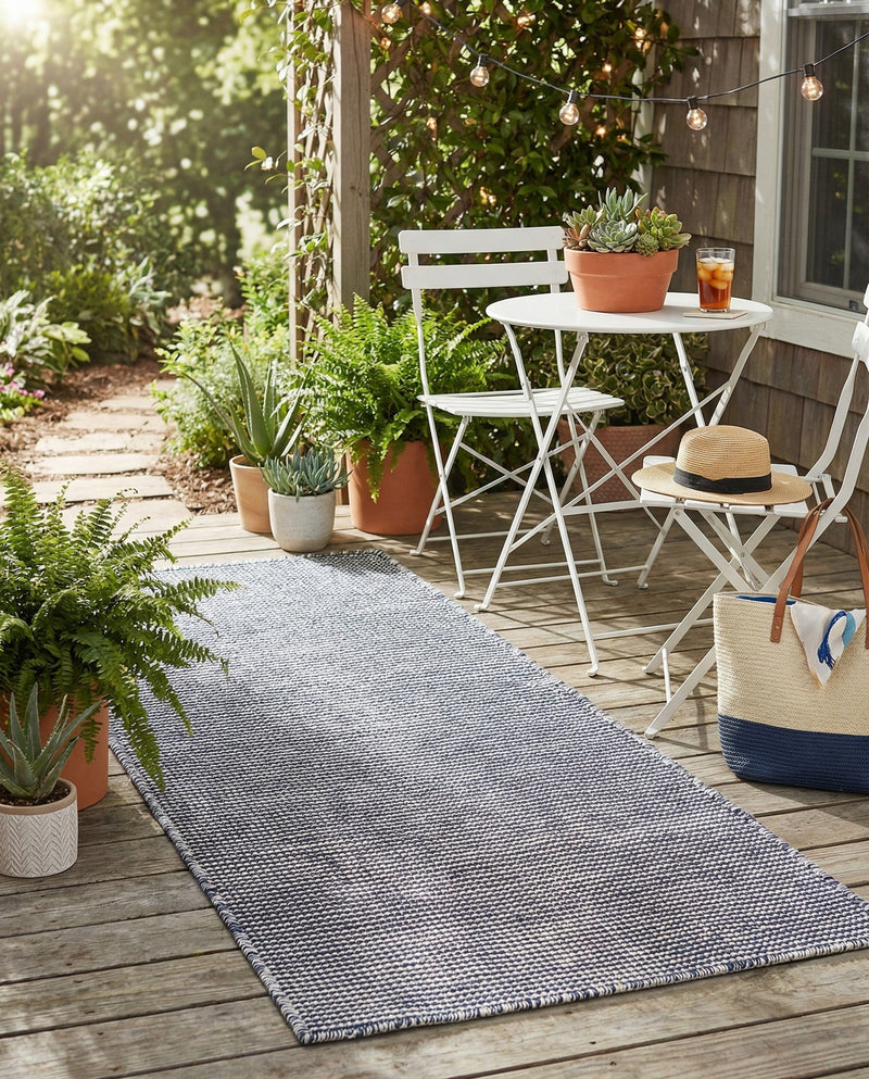 Jill Zarin Sedona Oasis Outdoor Collection Area Rug - Coconino (Navy Sky) Runner Navy Sky  lifestyle 53
