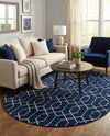 Hollywood Luxe Collection Area Rug - Sunset (Navy Blue Silver) Oval Navy Blue Silver  lifestyle 53