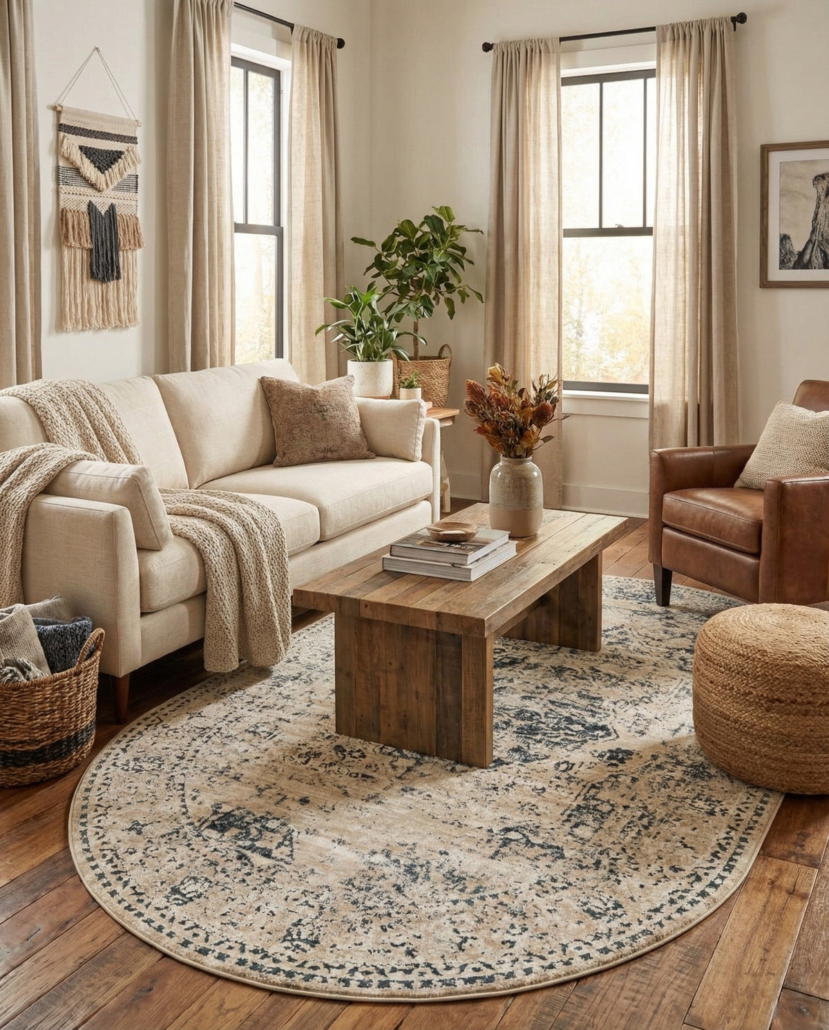 Coastal Manor Collection Area Rug -  Dunes Oval Dark Blue  lifestyle 82