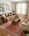 Seville Stripes Collection Area Rug -  Malaga (Brick Red) Rectangle Brick Red  lifestyle 26
