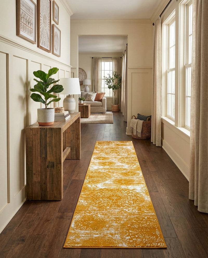 Riviera Elegance Collection Area Rug -  Monaco (Yellow) Runner Yellow  lifestyle 72