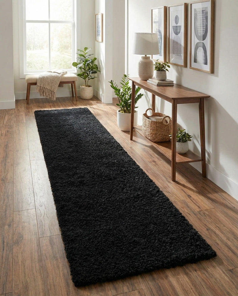 Plush Oasis Collection Area Rug - Serenity (Jet Black) Runner Jet Black  lifestyle 41
